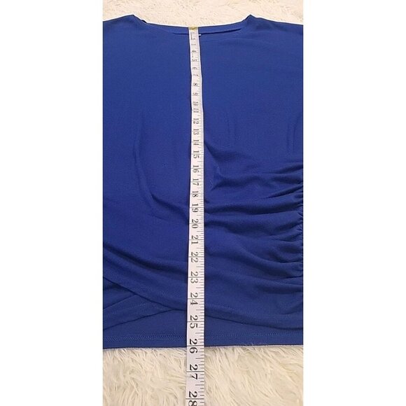 Amazon Royal Blue Large Womens Shirred Waist Draped Long Sleeve Shirt Navy Blue - Picture 4 of 8